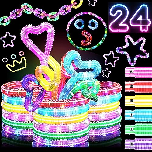 24 PCS Leuchtstäbe Pop Tubes,Led Leuchtstab Kinder,Leuchtarmbänder,Knicklichter,Knicklicht Pop Tubes,Leuchtspielzeug,Leuchtstäbe für Konzerte,Pop Tube,Pop Röhren,Fingerlichter,Leuchtringe Kinder von Sunshine smile