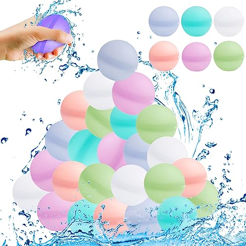 24 Stück Wiederverwendbare Wasserbomben,Schnell Befüllbare Silikon Spritzbälle,Silikon Wasserballons Schnelles Befüllen,Wasserballons für Kinder Erwachsene,Wasserbomben Set SplashBälle für Party von Sunshine smile