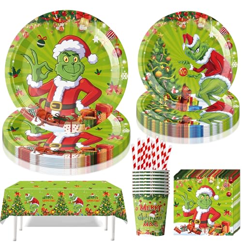 51 Stück Weihnachten Partygeschirr Set,Weihnachten Pappteller Set,Partygeschirr Geburtstag,Weihnachten Dekoration,Kindergeburtstag Geschirr Set,Weihnachten Teller und Becher Set,Kindergeburtstag Deko von Sunshine smile