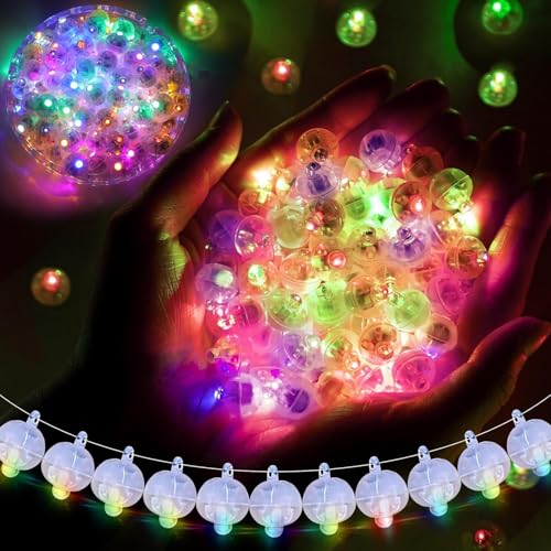 60 Stück 8 Colors LED Ballonlichter mit Haken,LED Ballons,Ballon Lichter,Ballonlicht,Mini LED Ballonlichter,Runde Party Licht für Geburtstag Hochzeit Halloween Weihnachten Dekoratio von Sunshine smile