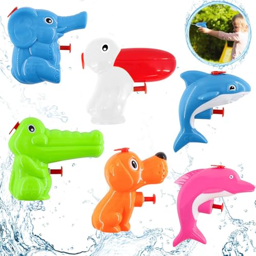 6er Set Wasserpistole Spielzeug für Kinder,Wasserpistole klein,Mini Wasserpistolen für Kinder,Wasserpistole Tiere Für Kleinkinder,Wasserpistolen Set,Water Gun,Wasserpistolen,Blaster Spielzeugm von Sunshine smile