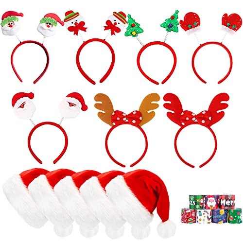 7 Arten Weihnachts Haarreif,5 Stück Weihnachtsmütze,6 Slap Armbänder,Weihnachten Haarreif,Weihnachten Stirnband,Weihnachtsfeier Hut,Stirnbänder Partyhüte,Weihnachten Kopfbedeckung,Feier Kostüm Party von Sunshine smile