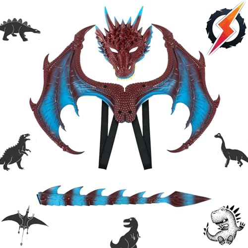 Drachenflügel,Halloween Drachen Maske,Drachen Cosplay Kostüm,Drachenmaske Kostüm Maskerade,Halloween Dinosaurier Cosplay,Drachen Kostüm für Kinder Jungen Mädchen Halloween Party Karneval Drachenflügel,Halloween Drachen Maske,Drachen Cosplay Kostüm,Drachenmaske Kostüm Maskerade,Halloween Dinosaurier Cosplay,Drachen Kostüm für Kinder Jungen Mädchen Halloween Party Karneval von Sunshine smile