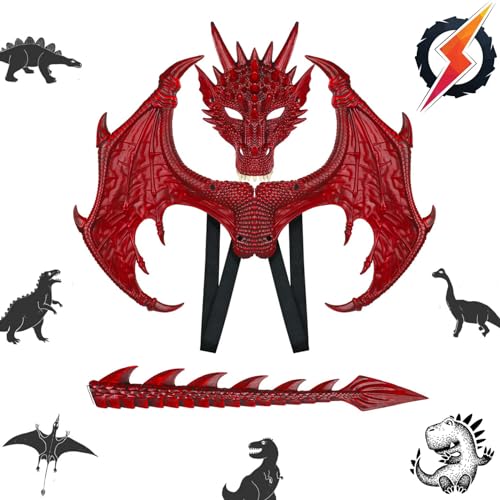 Drachenflügel,Halloween Drachen Maske,Drachen Cosplay Kostüm,Drachenmaske Kostüm Maskerade,Halloween Dinosaurier Cosplay,Drachen Kostüm für Kinder Jungen Mädchen Halloween Party Karneval Drachenflügel,Halloween Drachen Maske,Drachen Cosplay Kostüm,Drachenmaske Kostüm Maskerade,Halloween Dinosaurier Cosplay,Drachen Kostüm für Kinder Jungen Mädchen Halloween Party Karneval von Sunshine smile