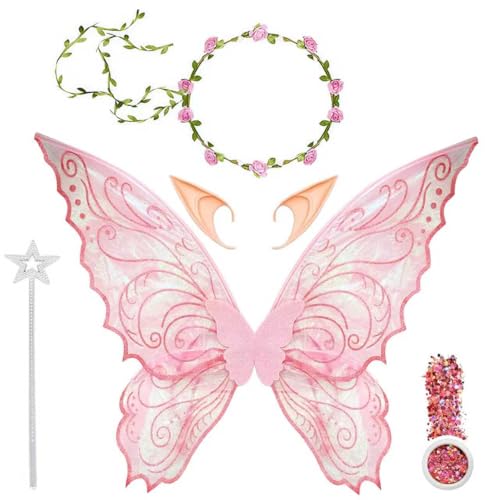 Feenflügel Erwachsene,Fee Stirnband and Sterne Feenstäbe,Elfenöhren,Glitzer Set Damen,Schmetterlingsflügel Damen,Feenflügel Kinder,Flügel Kostüm für Fasching Halloween oder Feen-Mottopartys Feenflügel Erwachsene,Fee Stirnband and Sterne Feenstäbe,Elfenöhren,Glitzer Set Damen,Schmetterlingsflügel Damen,Feenflügel Kinder,Flügel Kostüm für Fasching Halloween oder Feen-Mottopartys von Sunshine smile