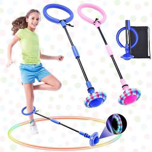 Swing Wheel mit Lichtrad,2Stück Kinder Blinkender Springring,Blinkt Schaukelball Sportspielzeug,Faltbarer Flash Jumping Ball Kinder,Springball für Kinder,Blinkender Sprungball,Skip Ball Kinder,Skip It von Sunshine smile