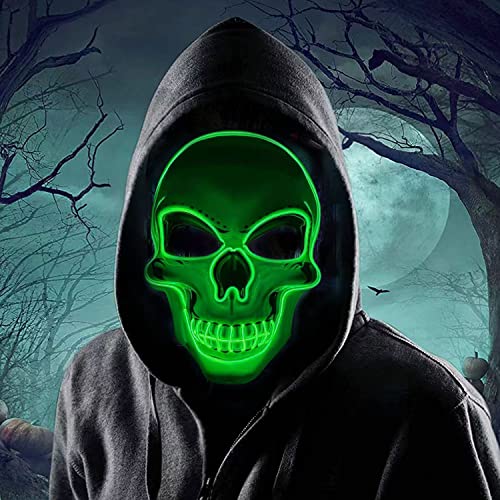 LED Maske Halloween,Halloween Maske LED,Halloween Maske Leuchtend,Halloween Maske Skelett,Leucht Maske Halloween,Neon Maske Dunkel und Böse Leuchtende Augen Cosplay Kostüm Geschenk für Herren von Sunshine smile