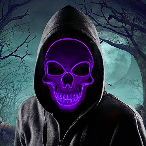 LED Maske Halloween,Halloween Maske LED,Halloween Maske Leuchtend,Halloween Maske Skelett,Leucht Maske Halloween,Neon Maske Dunkel und Böse Leuchtende Augen Cosplay Kostüm Geschenk für Herren von Sunshine smile