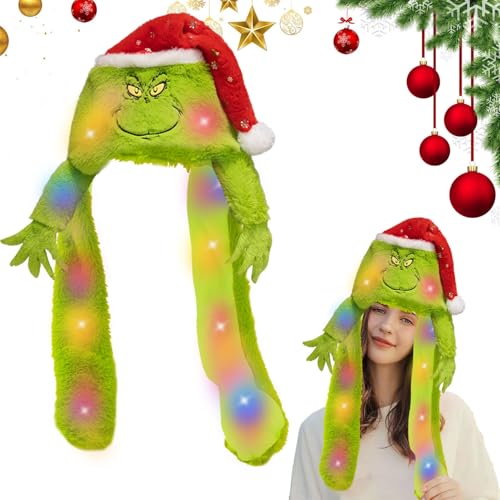 LED Mütze mit Beweglichen Ohren,Lustige Mütze mit Ohren,Hase Mütze,Mütze mit Ohren,Weihnachtsmann Plüsch Hut,Cosplay Urlaub Weihnachten Halloween Karneval Party Geschenk für Damen Mädchen Kinder von Sunshine smile