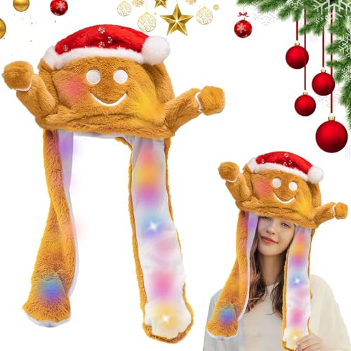 LED Mütze mit Beweglichen Ohren,Lustige Mütze mit Ohren,Hase Mütze,Mütze mit Ohren,Weihnachtsmann Plüsch Hut,Cosplay Urlaub Weihnachten Halloween Karneval Party Geschenk für Damen Mädchen Kinder von Sunshine smile