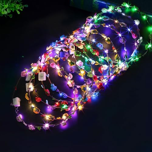 Leuchtender Haarkranz Blumen,Haarkranz Leuchtend,LED Blumenkranz Stirnband,Garland Stirnband Kinder,Haarband mit Blumen Madchen,Blumenstirnband Damen LED von Sunshine smile