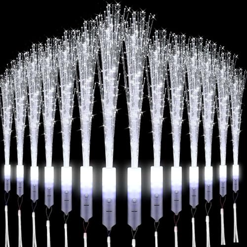 Leuchtwedel Hochzeit,36 Pcs Glasfaser Leuchtstab,LED Leuchtwedel Weiss,Glasfaserlampe,Leuchtstab Leuchten im Dunkeln,Hochzeit Glasfaserlampe für Hochzeit Partys Mitgebsel Kindergeburtstag Konzert von Sunshine smile