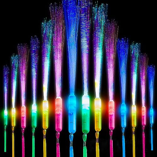 Sunshine smile Glasfaser Leuchtstab,6PCS LED Leuchtwedel Weiss,Glasfaserlampe,Leuchtstab Leuchten im Dunkeln,Leuchtstäbe,Hochzeit Glasfaserlampe für Hochzeit Partys Mitgebsel Kindergeburtstag Konzert von Sunshine smile