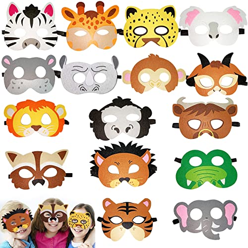 Sunshine smile Tiermasken Für Kinder,Kindermasken Tiere,Tiermasken Zum Ausmalen,Tiermasken Für Kinder Filz,Masken Kinder Geburtstag,Maske Tier,Dschungel Party Deko,Maske Filz Tiere (Zoo) von Sunshine smile