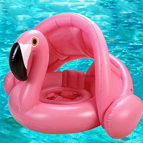 Sunshine smile Baby Schwimmring,Schwimmring Flamingo,Baby Schwimmring mit Sonnenschutz,Baby Schwimmtrainer,Aufblasbarer Schwimmreifen von Sunshine smile