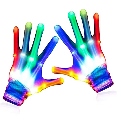 Sunshine smile Blitz Led Handschuhe,Leuchtende Handschuhe,LED Blinkende Handschuhe,LED Handschuhe Kinder,Blinkt Bunte Handschuhe,LED Blitzhandschuhe für Halloween,Weihnacht,Rave Party und Disco Clubs von Sunshine smile