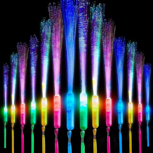 Sunshine smile Glasfaser Leuchtstab,36PCS LED Leuchtwedel,Glasfaserlampe,Leuchtstab Leuchten im Dunkeln,Leuchtstäbe,Hochzeit Glasfaserlampe für Hochzeit Partys Mitgebsel Kindergeburtstag Konzert von Sunshine smile