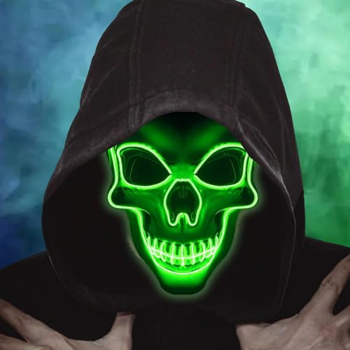 Sunshine smile Halloween Maske Leuchtend,LED Grusel Maske,Led Skelett Maske,LED Maske Karneval,Party Leucht Maske für Karneval,Gruselige Halloween Maske für Feste Partys Kostümspiele Cosplays Sunshine smile Halloween Maske Leuchtend,LED Grusel Maske,Led Skelett Maske,LED Maske Karneval,Party Leucht Maske für Karneval,Gruselige Halloween Maske für Feste Partys Kostümspiele Cosplays von Sunshine smile