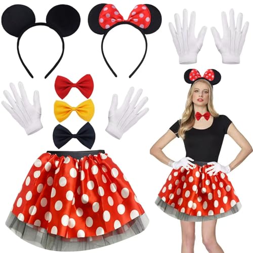 Damen Maus Mouse Kostüm,Rot Gelb Schwarz mit Rock Gepunktet,Maus Fliege Schleife,Maus Ohren Handschuhe,Haarreifen mit Maus Ohren,Mouse Cosplay Kostüm Damen Maus Mouse Kostüm,Rot Gelb Schwarz mit Rock Gepunktet,Maus Fliege Schleife,Maus Ohren Handschuhe,Haarreifen mit Maus Ohren,Mouse Cosplay Kostüm von Sunshine smile