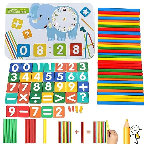 Sunshine smile Montessori Mathe Spielzeug,Mathematisches Spielzeug Holz,Mathe Spielzeug Rechenstäbchen,Zahlenlernspiel, Pädagogisches Mathe-Spielzeug für Kinder 3 4 5 von Sunshine smile