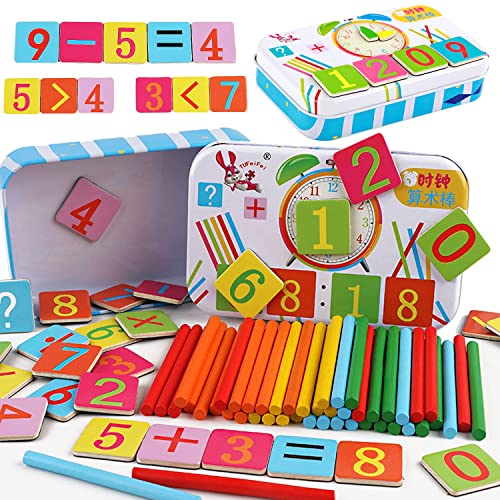 Montessori Mathe Spielzeug,Mathematisches Spielzeug Holz,Mathe Spielzeug Rechenstäbchen,Zahlenlernspiel, Pädagogisches Mathe-Spielzeug für Kinder 3 4 5 von Sunshine smile