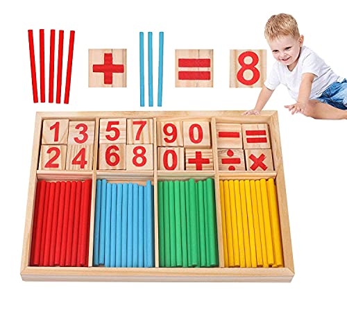 Montessori Mathe Spielzeug,Mathematisches Spielzeug Holz,Mathe Spielzeug Rechenstäbchen,Zahlenlernspiel, Pädagogisches Mathe-Spielzeug für Kinder 3 4 5 von Sunshine smile