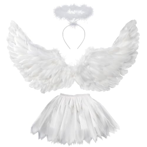 Sunshine smile Weiß Engel Kostüm Erwachsene,3 Stück Weiß Engel Kostüm Damen,60cm Engel Flüge,70-110cm Tüllrock Damen,engel Flügel damen,Engelsflügel Erwachsene,Tutu-Rock,Engelsflügel Kinder Sunshine smile Weiß Engel Kostüm Erwachsene,3 Stück Weiß Engel Kostüm Damen,60cm Engel Flüge,70-110cm Tüllrock Damen,engel Flügel damen,Engelsflügel Erwachsene,Tutu-Rock,Engelsflügel Kinder von Sunshine smile