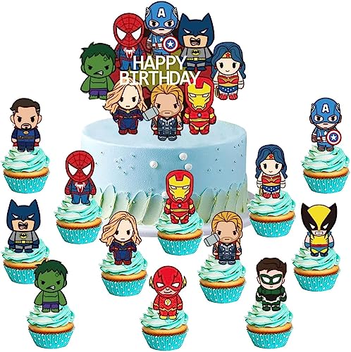 13 Stücke Superhelden Tortendeko,Muffin Deko Geburtstag Cupcake Toppers Set,Cupcake Toppers Dekoration,Superhelden Figuren Tortendeko,Tortendeko Geburtstag Deko Geburtstag für Mädchen Jungen Kinder von Sunshine smile