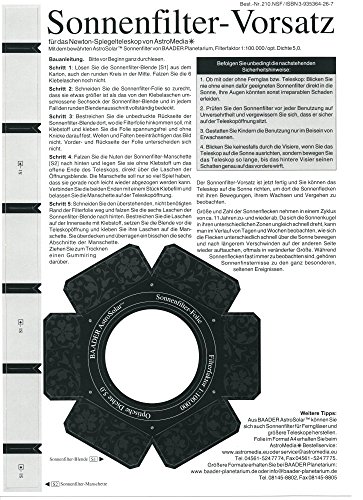 Sonnenfilter Vorsatz für das Newton Spiegelteleskop von Sunwatch Verlag