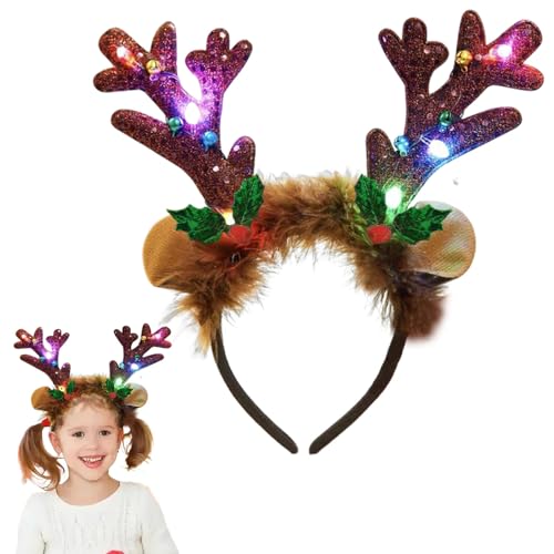 1 Stück Antlers Haarschmuck Weihnachten Rentier Kopfschmuck Weihnachten Rentier Weihnachts Haarreif Erwachsene Kinder, Weihnachts Stirnbänder, Weihnachtsgeweih, Geweih Stirnband, Weihnachtsschmuck von Sunwuun