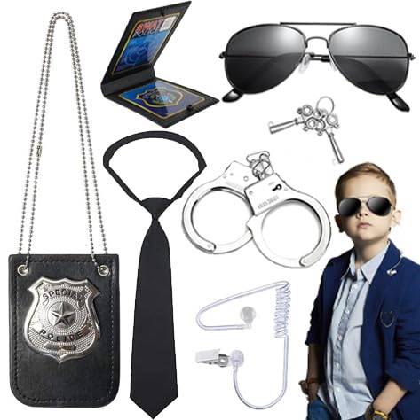 Karneval Polizei Kostüm Kinder,7 Stücke Faschingskostüme Kinder,Polizei Zubehör Spielzeug für Jungen und Mädchen Halloween Cosplay,Brille,Kinderhandschellen,Polizeiabzeichen,Ohrstöpsel Karneval Polizei Kostüm Kinder,7 Stücke Faschingskostüme Kinder,Polizei Zubehör Spielzeug für Jungen und Mädchen Halloween Cosplay,Brille,Kinderhandschellen,Polizeiabzeichen,Ohrstöpsel von Sunwuun