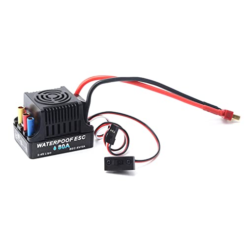 Sunydog 80A Brushless 2-4S ESC Elektrischer Geschwindigkeitsregler 6V 5A BEC T Stecker für 1/8 1/10 RC Auto von Sunydog