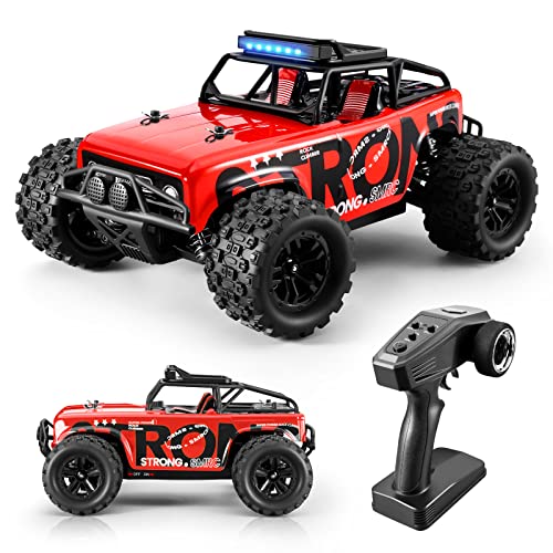 SupKonXi Ferngesteuertes Auto, 1:18 RC , 40km/h Fahrzeug Car, 4WD Offroad Monster Truck, 2.4GHz All Terrain Crawler, 2 Akku 60 Minuten, Geschenk für Kinder und Jugendliche, Rot von SupKonXi