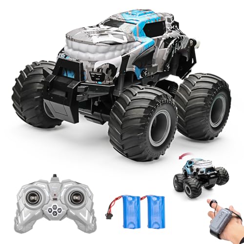 SupKonXi Ferngesteuertes Auto, 1/16 RC Auto, 4WD Offroad Fahrzeug, Monster Truck mit Sprühnebel/Beleuchtung/Musik/360° drehbares Drift, RC Crawler mit Gestenfernbedienung, 2 Akku 60 Min von SupKonXi