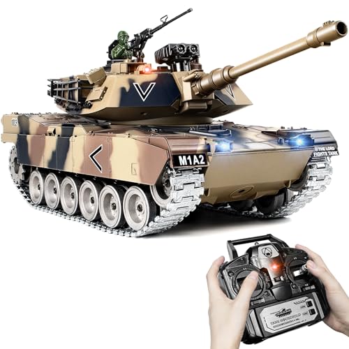 1:18 RC Panzer M1A2 Abrams, 2.4GHz Panzer Ferngesteuert mit Schussfunktion, Ferngesteuertes Militärfahrzeug mit Metallketten, Rauch, Licht, Sound, Armee Spielzeug für Kinder Erwachsene 1:18 RC Panzer M1A2 Abrams, 2.4GHz Panzer Ferngesteuert mit Schussfunktion, Ferngesteuertes Militärfahrzeug mit Metallketten, Rauch, Licht, Sound, Armee Spielzeug für Kinder Erwachsene von Supdex