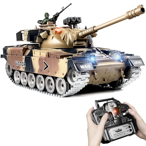1:18 RC Panzer M60, 2.4GHz Ferngesteuert Panzer mit Schussfunktion, WW2 Militär Erdiges Gelb, Ferngesteuertes Militärfahrzeug mit Metallketten, Rauch, Licht, Sound, für Kinder ab 6 1:18 RC Panzer M60, 2.4GHz Ferngesteuert Panzer mit Schussfunktion, WW2 Militär Erdiges Gelb, Ferngesteuertes Militärfahrzeug mit Metallketten, Rauch, Licht, Sound, für Kinder ab 6 von Supdex