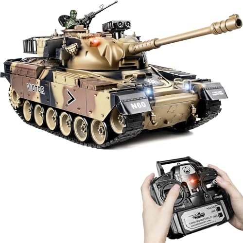 RC Panzer 1/18 US M60, 2.4GHz Panzer Ferngesteuert mit Schussfunktion, Spielzeug mit Rauch, Licht, Sound, Ferngesteuertes Armee Modellspielzeug mit Airsoft BBS für Erwachsene und Kinder RC Panzer 1/18 US M60, 2.4GHz Panzer Ferngesteuert mit Schussfunktion, Spielzeug mit Rauch, Licht, Sound, Ferngesteuertes Armee Modellspielzeug mit Airsoft BBS für Erwachsene und Kinder von Supdex