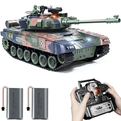 Supdex 1:18 RC Panzer, 2.4GHz Russischer T-90 Ferngesteuerter Panzer Modellspielzeug, Milit?rspielzeug f¨¹r Erwachsene und Kinder, das Airsoft-BBS und Wasserbomben schie?t von Supdex