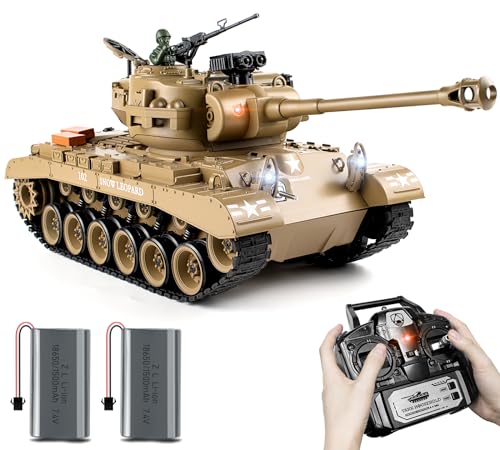 Supdex 1:18 RC Panzer, 2.4GHz US M26 Pershing Ferngesteuertes Modellspielzeug, RC Fahrzeug Armee-Panzer, der Airsoft-BBS und Wasserbomben schie?t f¨¹r Erwachsene und Kinder von Supdex