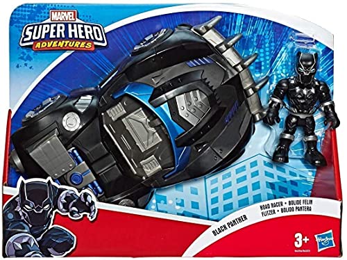 SUPER HERO ADVENTURES Playskool Hasbro – E6223 Marvel Black Panther Road Racer – Set mit Fahrzeug und Actionfigur von Super Hero Adventures