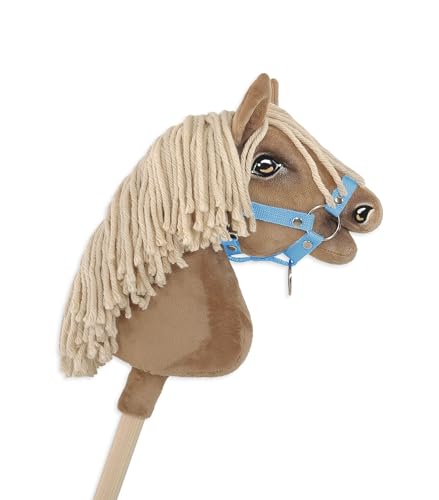 Hobby Horse A4 Pferdehalfter, befestigt, klein. Set ohne Pferd. hellblau. von Super Hobby Horse