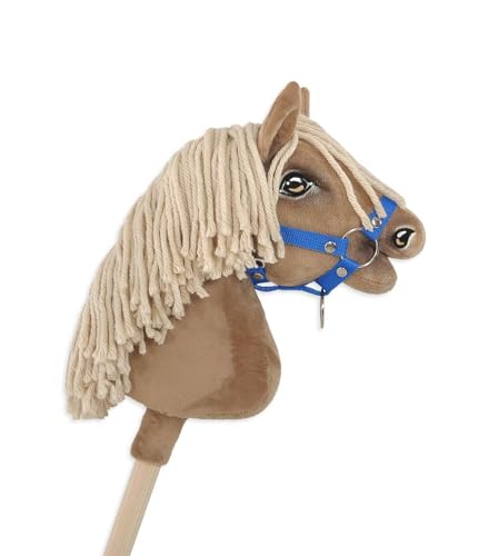 Hobby Horse A4 Pferdehalfter, befestigt, klein. Set ohne Pferd. Blau. von Super Hobby Horse