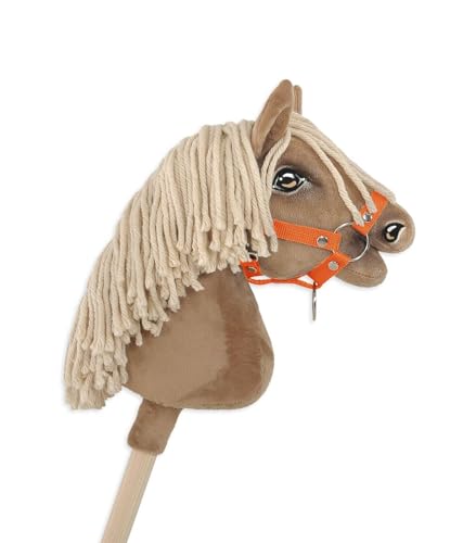 Hobby Horse A4 Pferdehalfter, befestigt, klein. Set ohne Pferd. Orange. von Super Hobby Horse