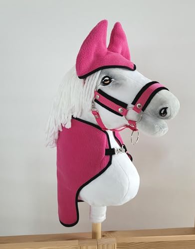 Set für Steckenpferd A3: Decke + Ohrenschützer. Kein Pferd enthalten. Dunkel Pink. von Super Hobby Horse