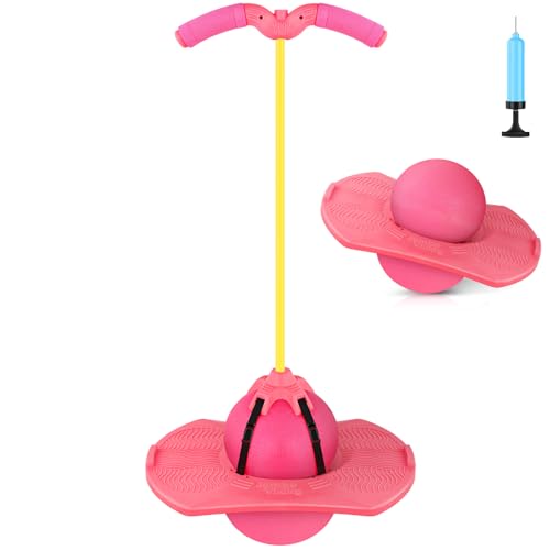 Super-Life Pogo Jumper mit Griff und Ballpumpe, Hochsprungspielzeug, Sprungbrett, Pogo-Hüpfball, sicher und lustig, Pogo-Stick für Kinder, Jungen, Mädchen und Erwachsene (Rosa) von Super-Life