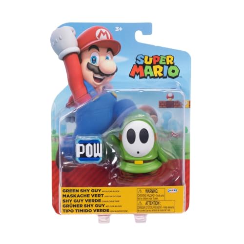 Super Mario 10,2 cm große Green Shy Guy Actionfigur mit POW-Block von Super Mario