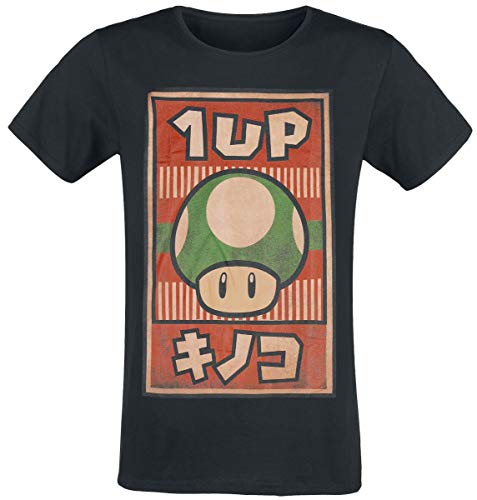 Super Mario Propaganda 1-Up Mushroom T-Shirt schwarz M von Super Mario