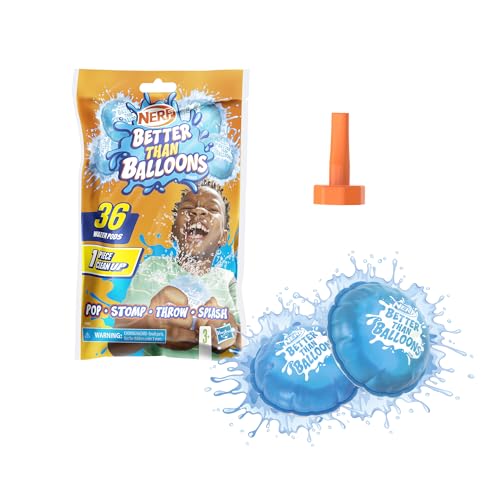 Nerf Better Than Balloons Wasserspielzeug, 36 Wasserkapseln, leicht zu befüllen, perfekt für Wasserschlachten unter Freunden, für Jungen und Mädchen von NERF