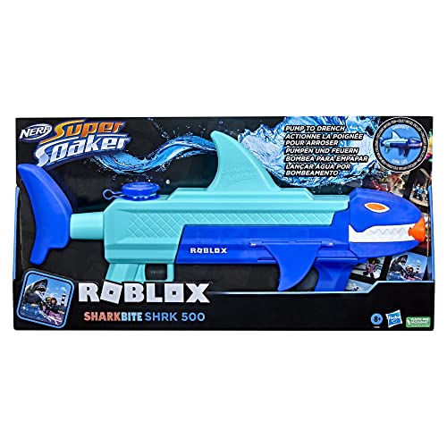 Nerf Super Soaker, Wasserblaster Roblox Sharkbite: SHRK 500, inkl. Code für virtuelles Objekt, Pumpmechanismus, mehrfarbig von Super Soaker