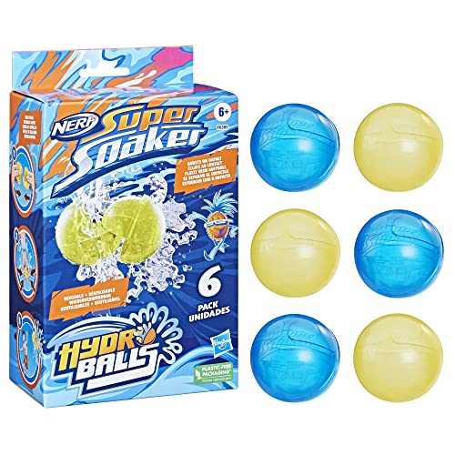 Nerf Super Soaker Hydro Balls 6er-Pack, Wiederverwendbare, mit Wasser befüllbare Bälle von NERF